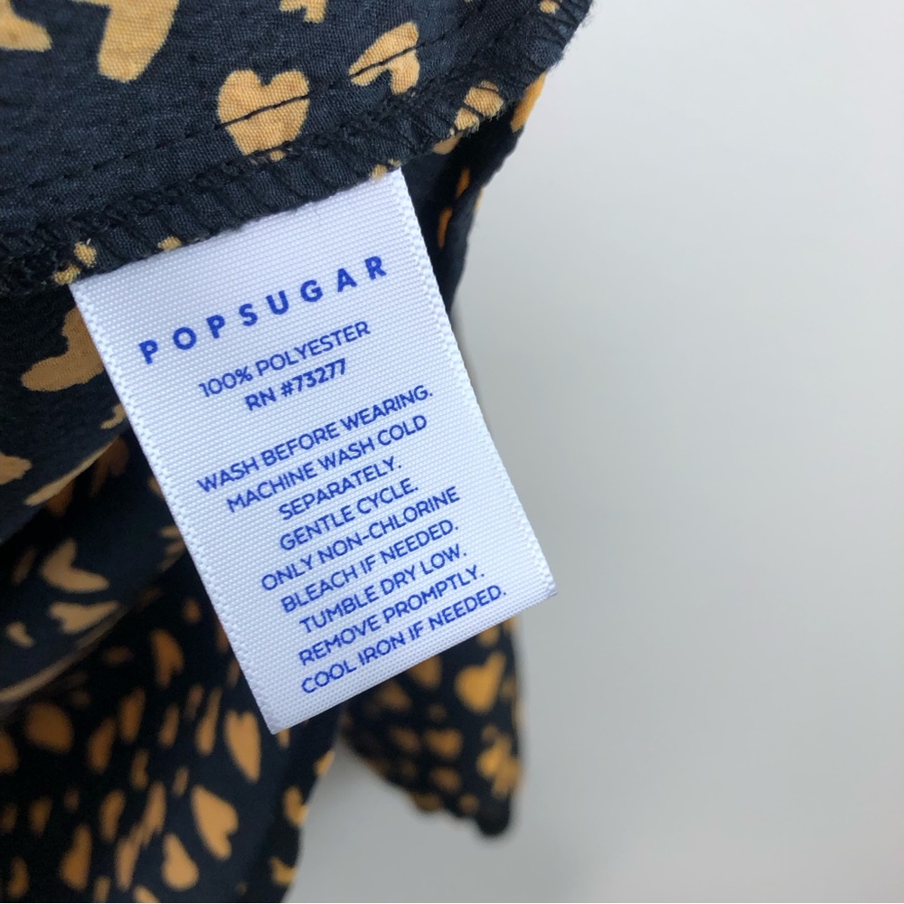 POPSUGAR Black and Mustard Heart Print Long-Sleeve Blouse - Picture 7 of 12